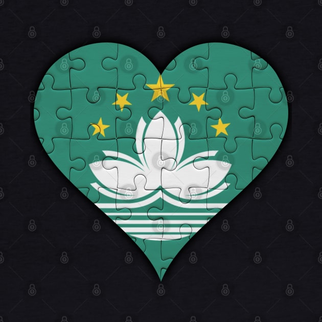 Macanese Jigsaw Puzzle Heart Design - Gift for Macanese With Macau Roots by Country Flags